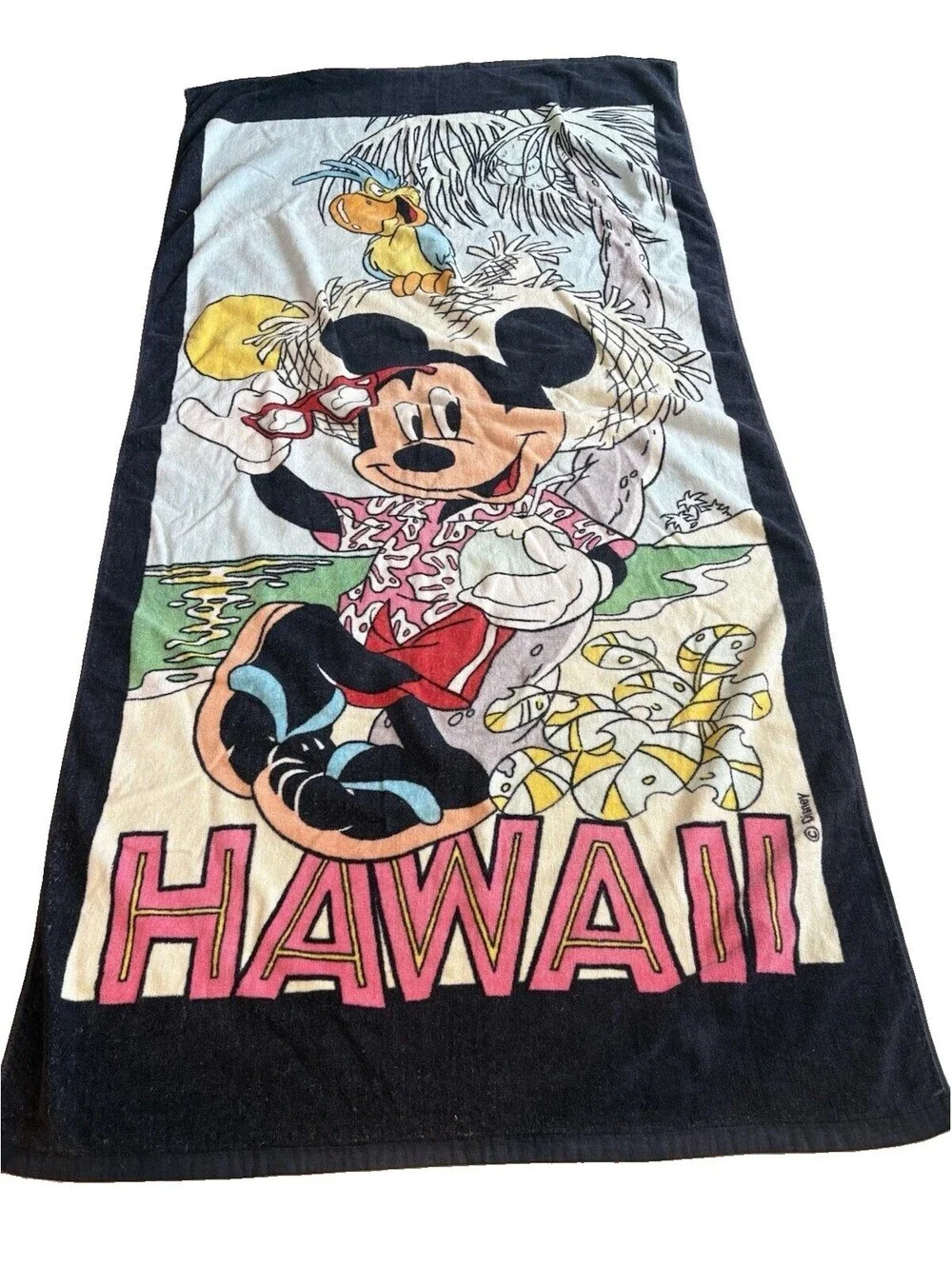 3 Vintage Disney Mickey Minnie Mouse Beach Towels Hawaii Retro Collectible Pool